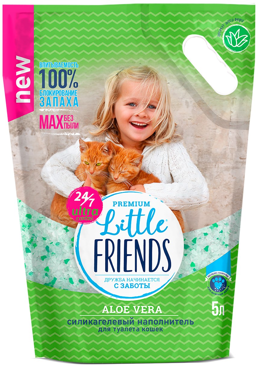Наполнитель Little Friends алоэ силикагель для кошек 5 л