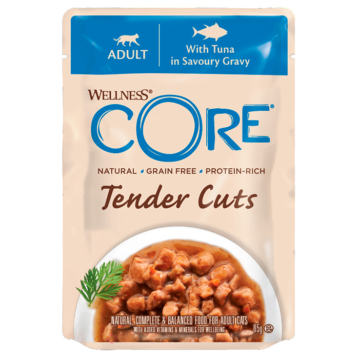 Wellness Core Тунец в виде нарезки в соусе пауч для кошек 85 г