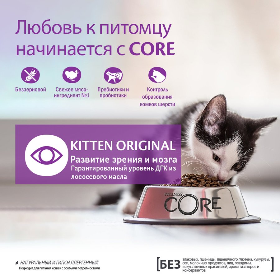 Wellness Core Kitten Индейка/Курица для котят 5
