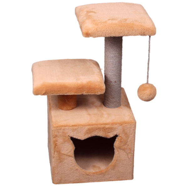 Домик-Когтеточка "Кот Лукас" с двумя лежанками квадратный малый для кошек 30*30*62 см 1