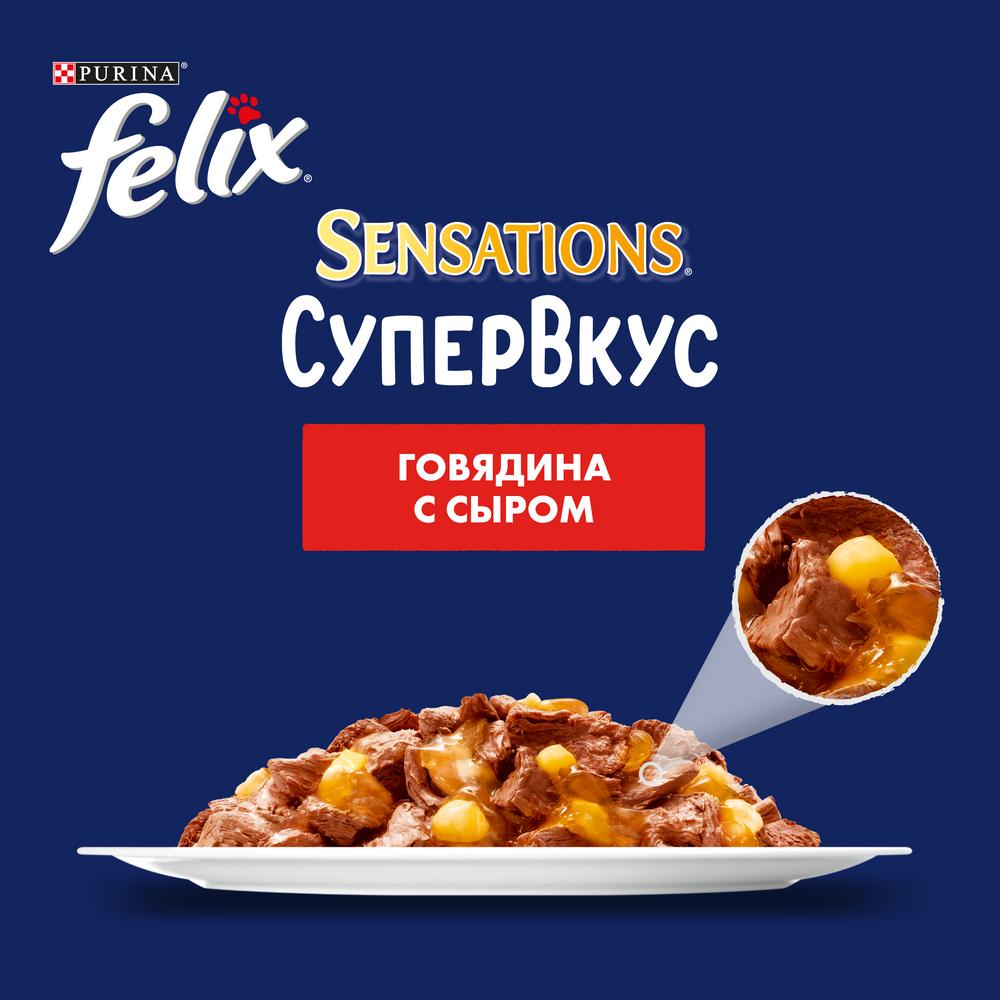 Felix Sensation Говядина/Сыр пауч для кошек 75 г 3