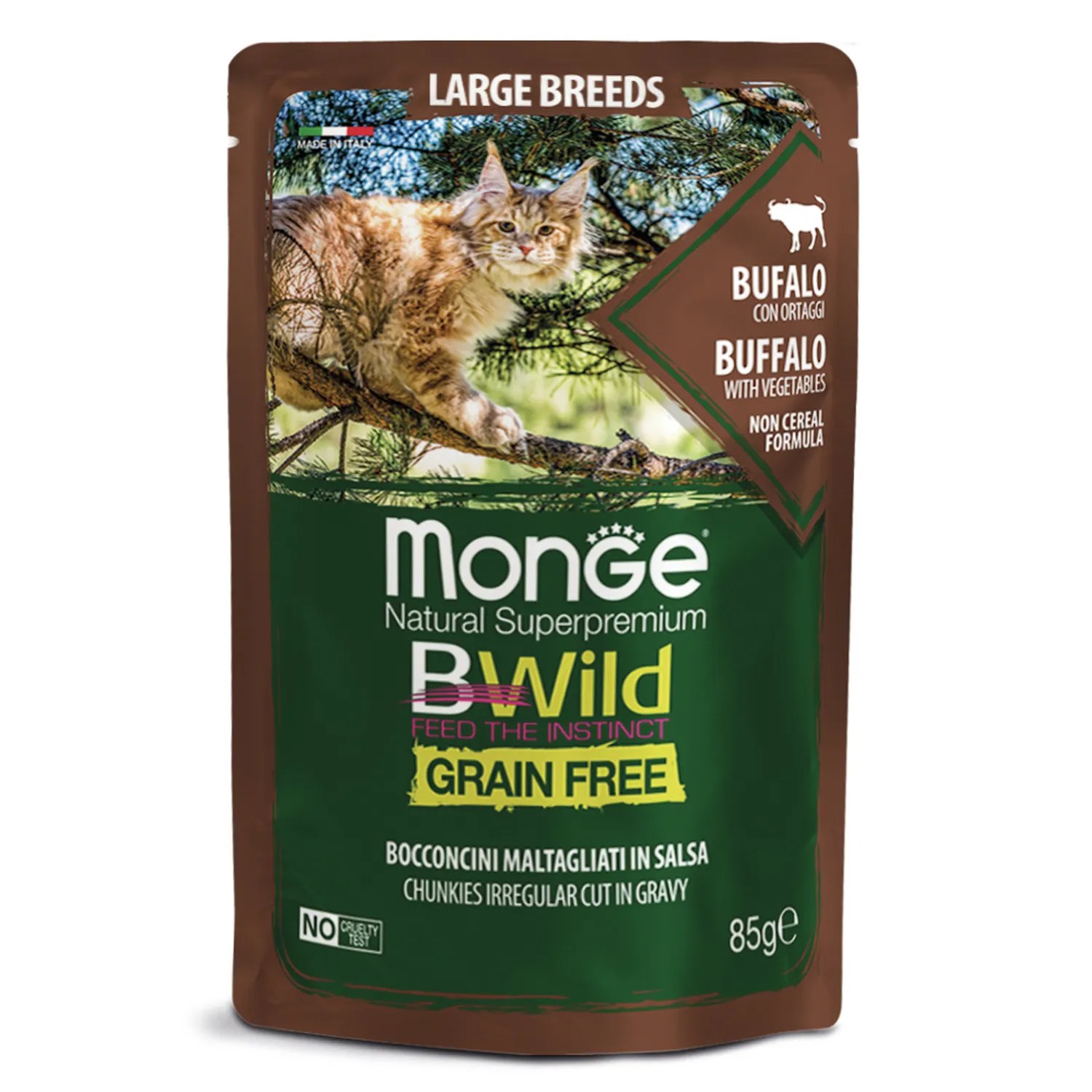 Monge Cat  BWild GRAIN FREE Large Breeds Буйвол с овощами пауч для кошек 85 г 1
