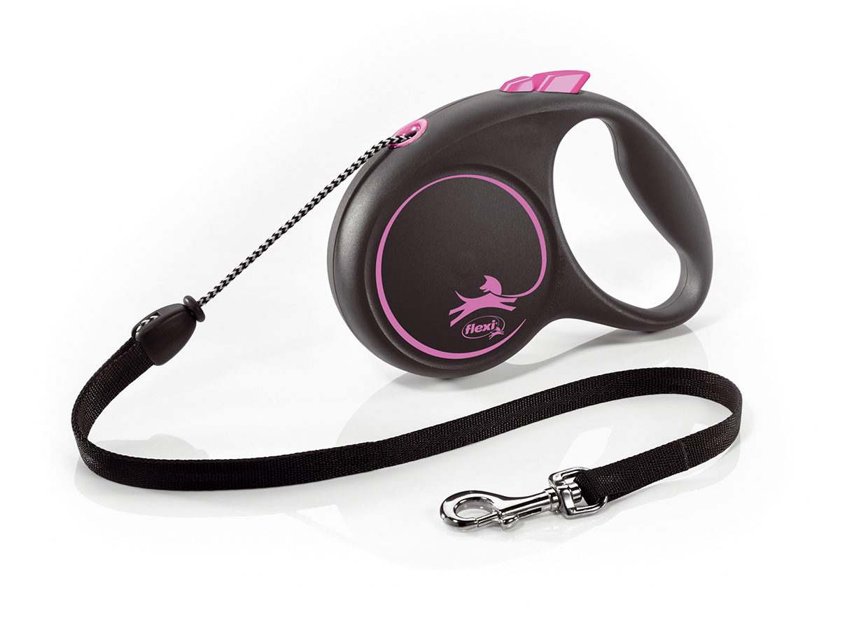 Рулетка FLEXI Black Design трос черный/розовый для собак 1