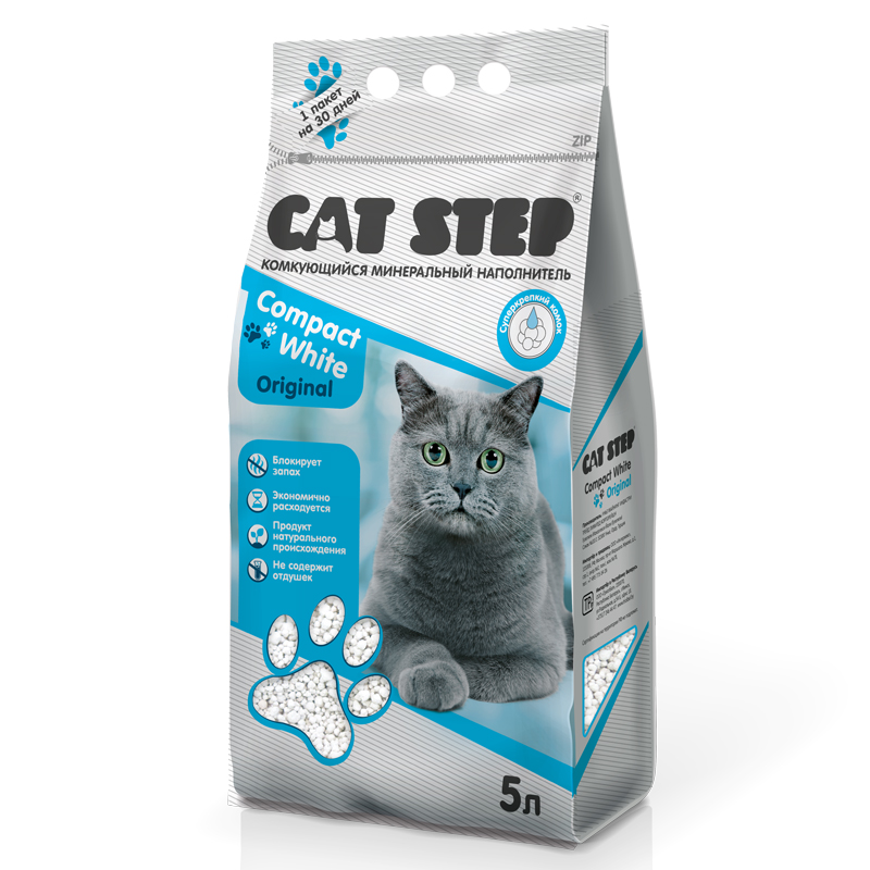 Наполнитель Cat Step Compact White Original комкующийся для кошек 5 л