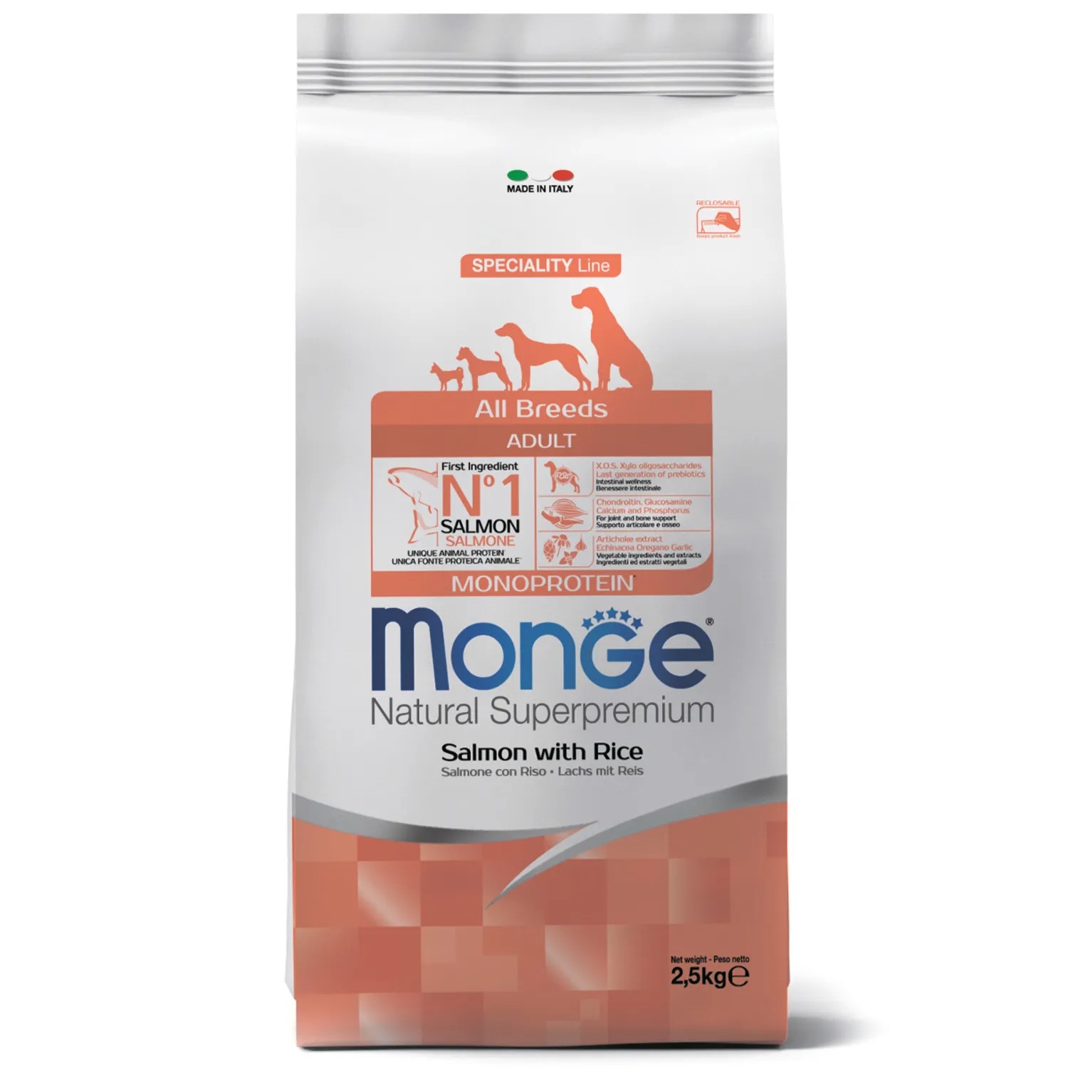 Monge Dog Speciality All Breeds Лосось/рис для собак 2,5 кг 1