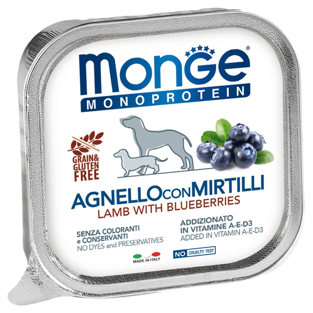 Monge Monoprotein Fruit Ягненок/Черника консервы для собак 150 г 1