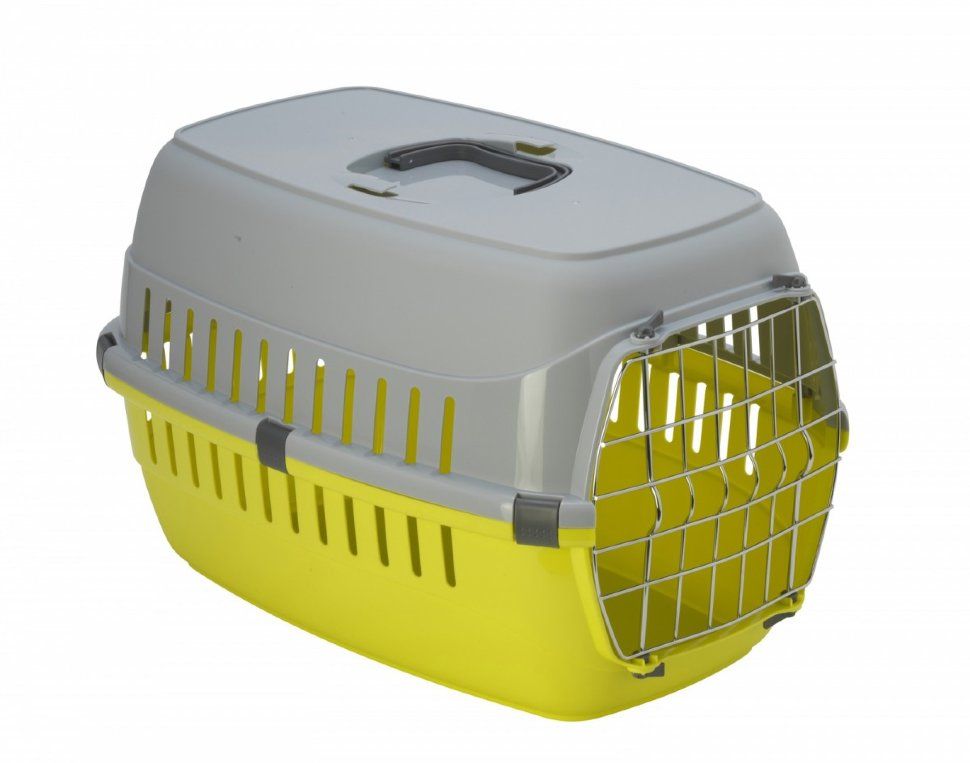 Переноска Moderna 5 кг металл дверца серо-лимонная для животных 48,5*32,3*30,1 см