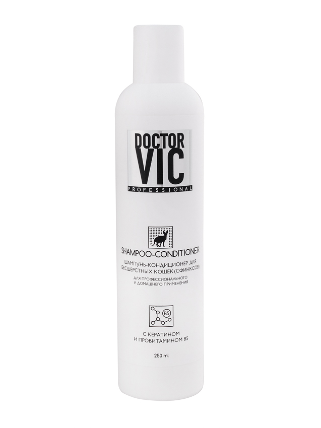 Шампунь-кондиционер Doctor VIC с кератин и провитамин B5 для бесшерстных кошек 250 мл 1