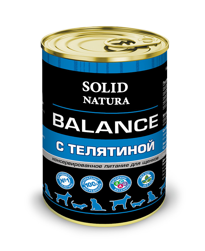 Solid Natura Balance Телятина для щенков консервы 340 г 1