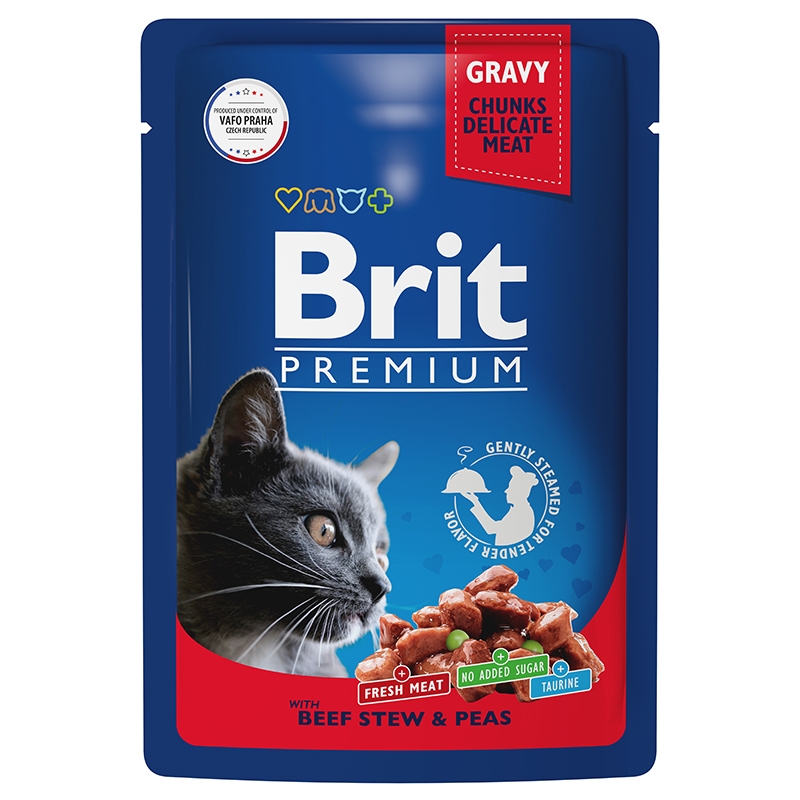 Brit Premium Говядина и горошек пауч для кошек 85 г