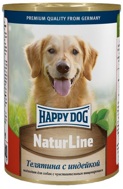 Happy Dog Nature Line Телятина/Индейка конс для собак 410 г  1