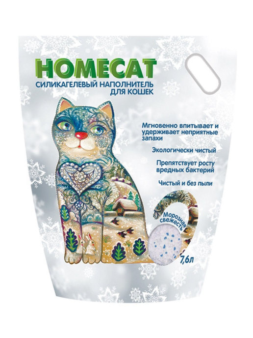 Наполнитель HOMECAT Морозная свежесть силикагелевый для кошек