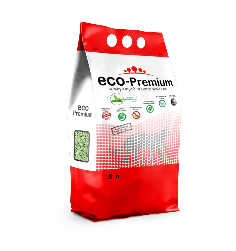Наполнитель ECO Premium Зеленый чай комкующийся для кошек