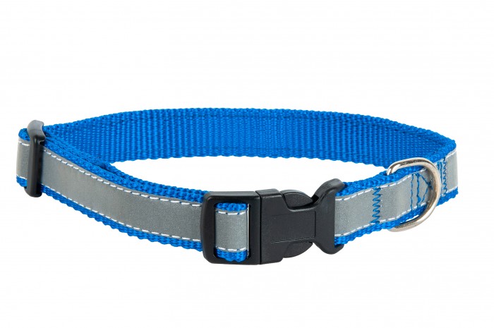 Ошейник Аркон светоотражающая лента капрон синий для собак 33-50 см