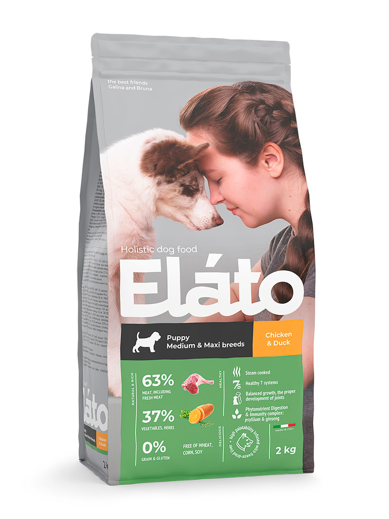 Elato Holistic Puppy Medium & Maxi Курица/Утка для щенков 2 кг