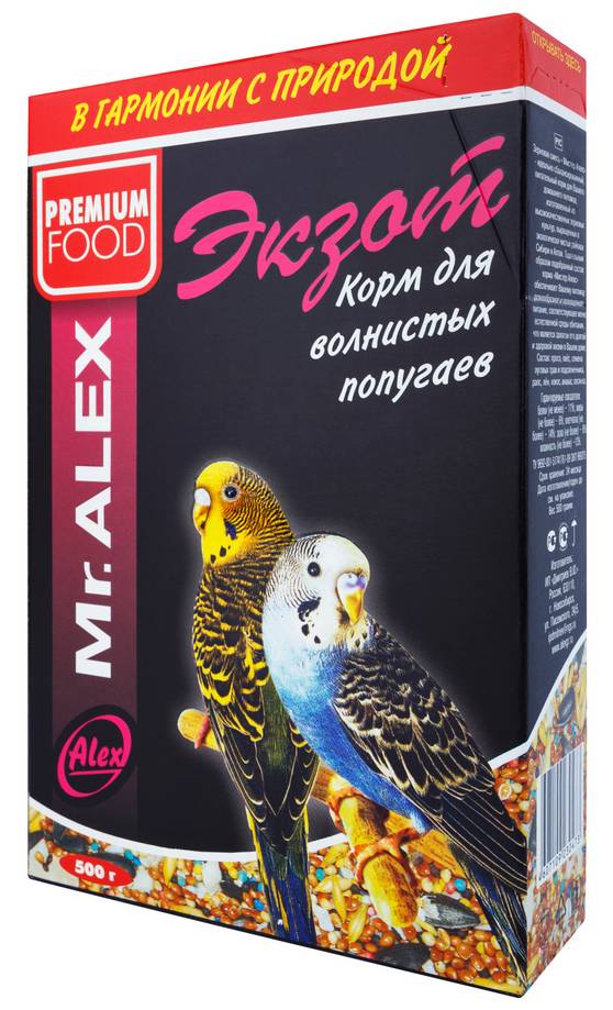 Mr.Alex Экзот корм для волнистых попугаев 500 г 1