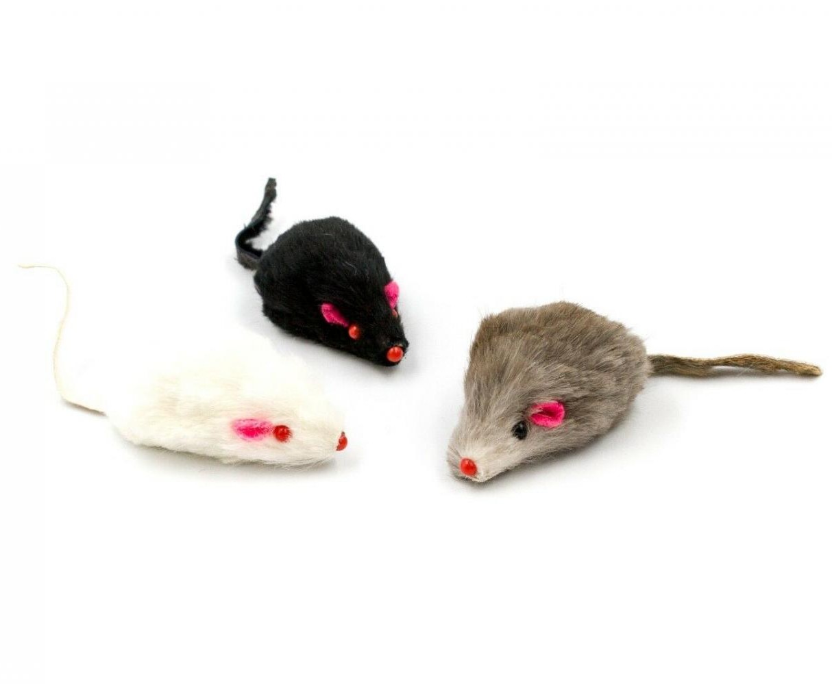 Игрушка Уют Мышь-погремушка натур мех для кошек 5 см 1