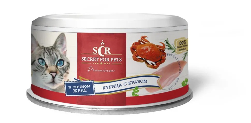 Secret Premium Курица/краб в желе консервы для кошек 85 г