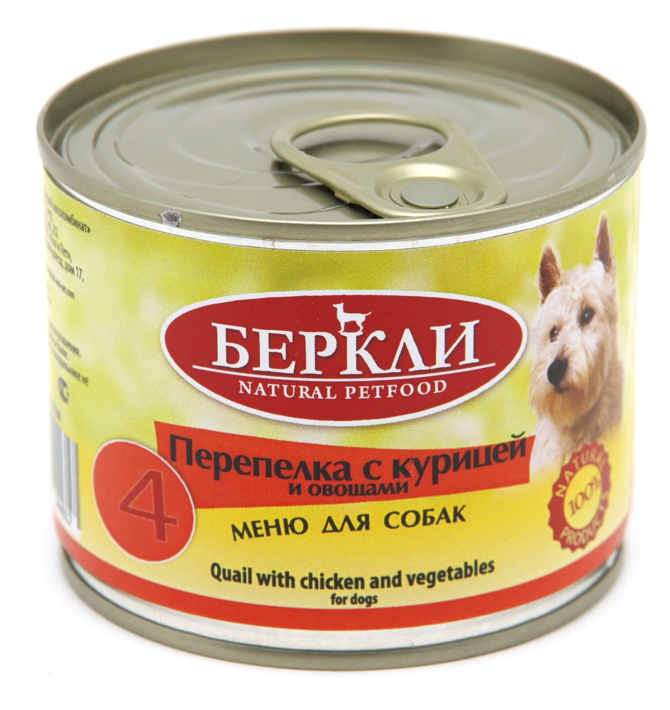 Беркли Перепелка/Курица/Овощи №4 консервы для собак 200 г