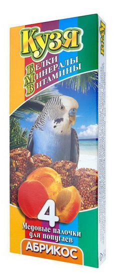 Кузя палочки для попугаев Белки, минералы, витамины Абрикос 4 шт 1