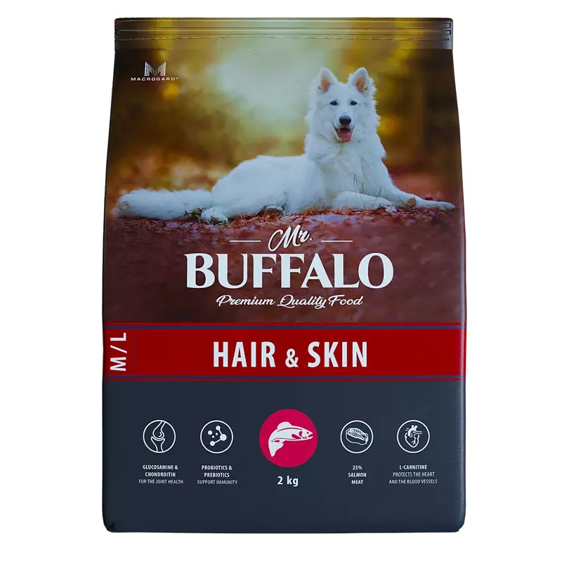 Mr. Buffalo Hair & Skin Лосось для собак средних и крупных пород