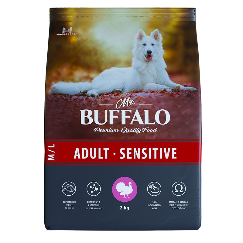 Mr. Buffalo Adult Sensitive Индейка для собак 2 кг 1