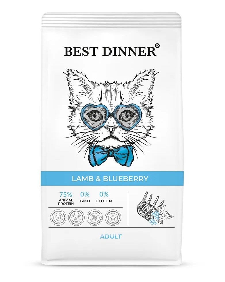 Best Dinner Adult Ягненок/Голубика для кошек 1