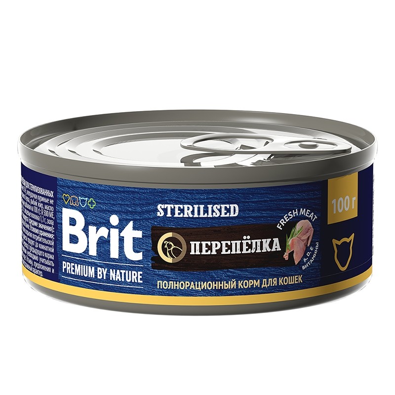 Brit Premium by Nature Sterilised Перепёлка консервы для кошек 100 г