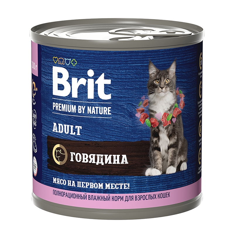 Brit Premium by Nature Adult Говядина консервы для кошек 200 г