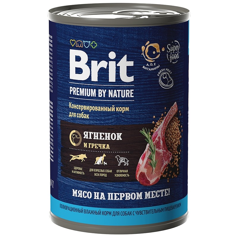 Brit Premium by Nature All Breeds Sensitive Ягнёнок/Гречка консервы для собак 410 г