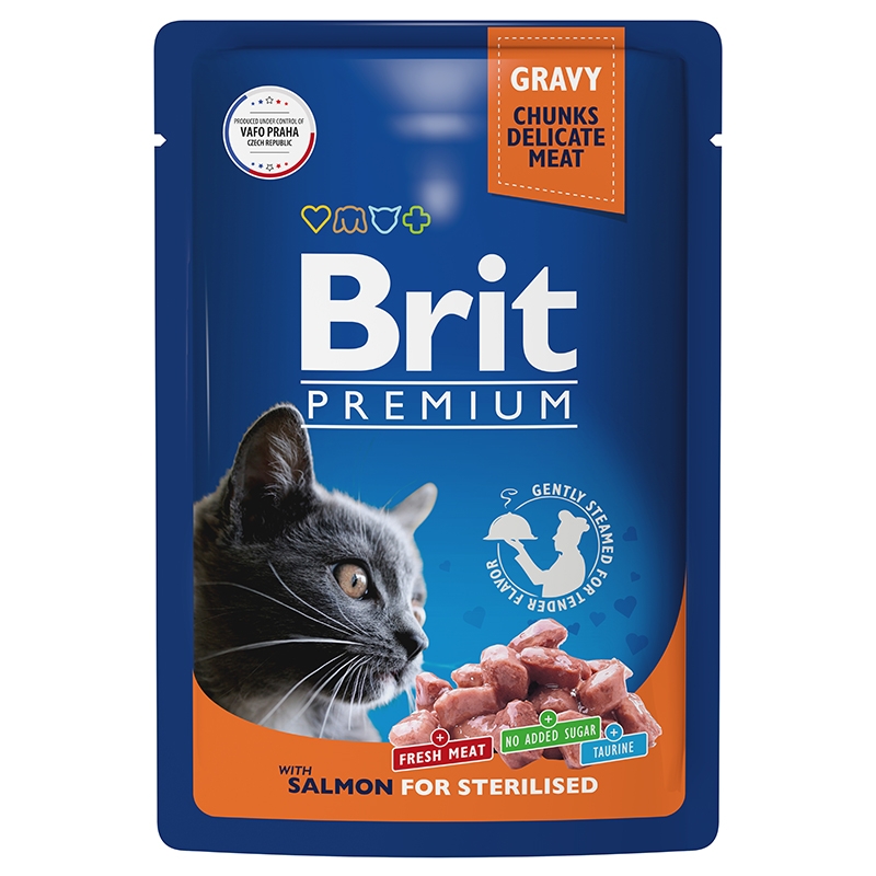 Brit Premium Sterilised Лосось в соусе пауч для кошек 85 г