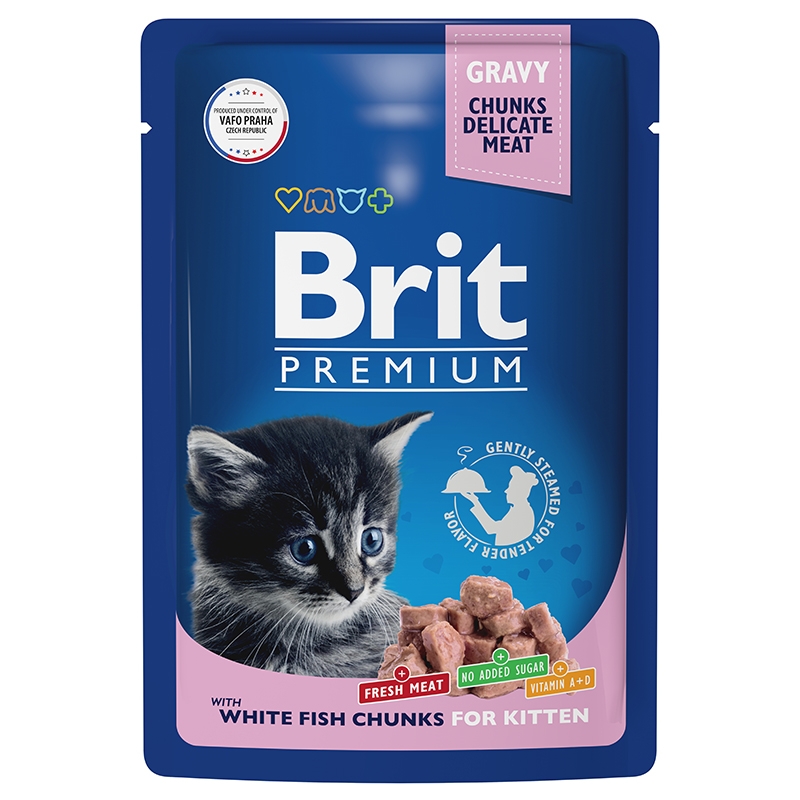 Brit Premium Белая рыба в соусе пауч для котят 85 г