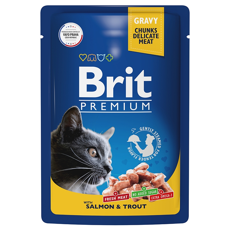 Brit Premium Лосось и форель пауч для кошек 85 г
