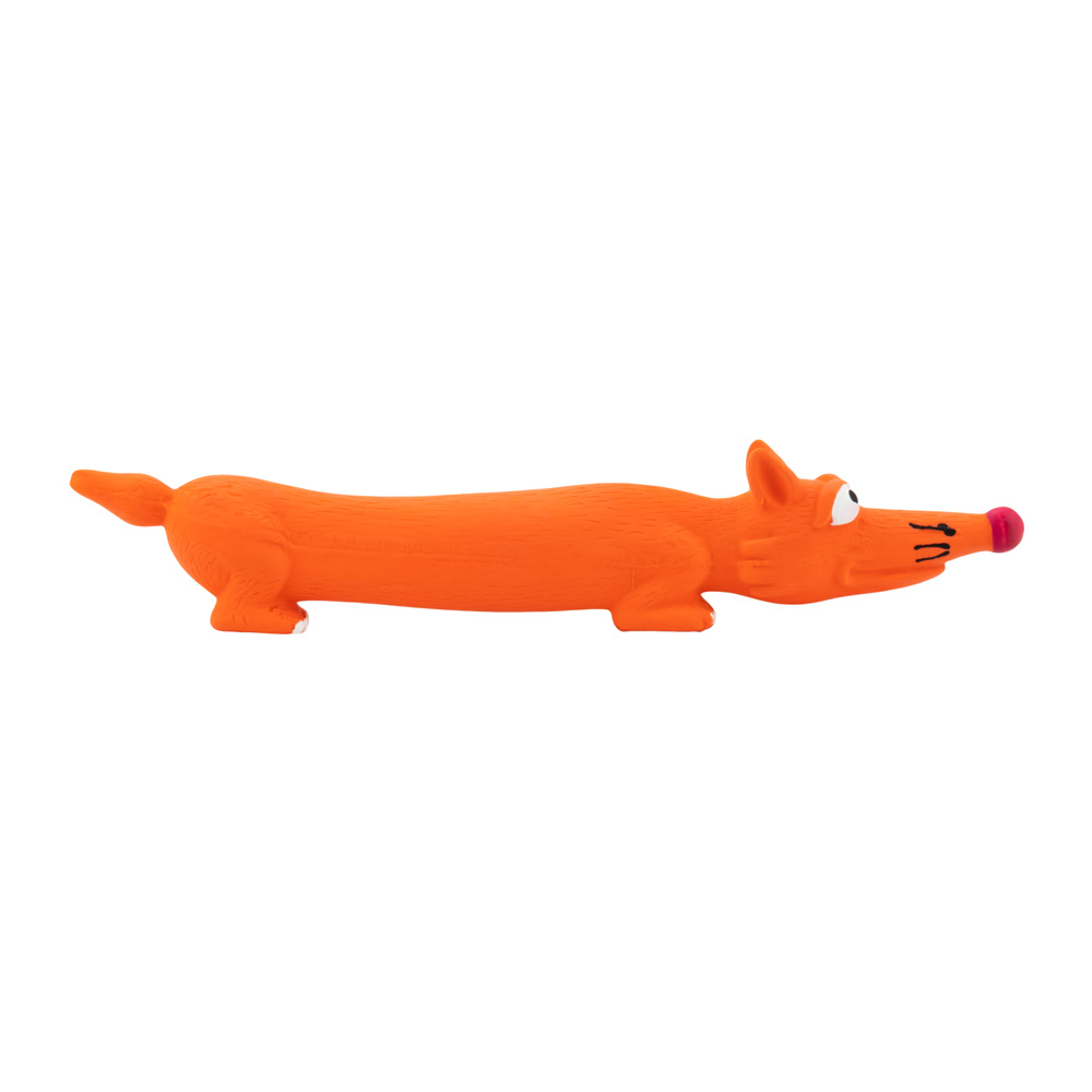 Игрушка N1 Лиса длинная оранжевая с пищалкой латекс для собак 25 см