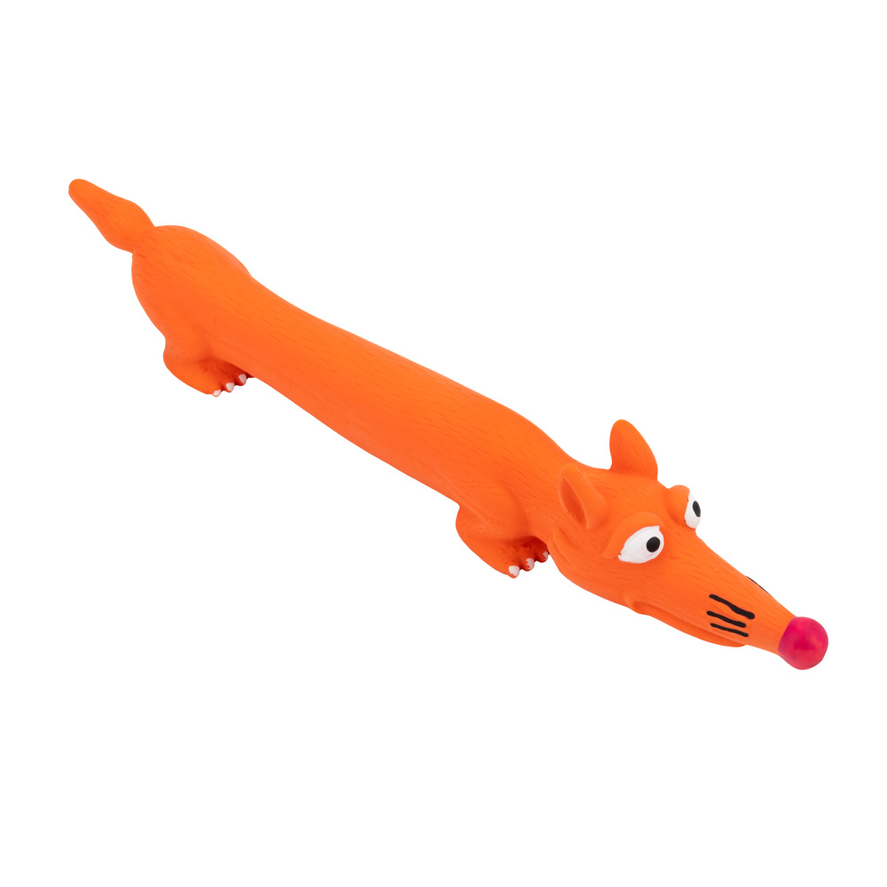 Игрушка N1 Лиса длинная оранжевая с пищалкой латекс для собак 25 см 3