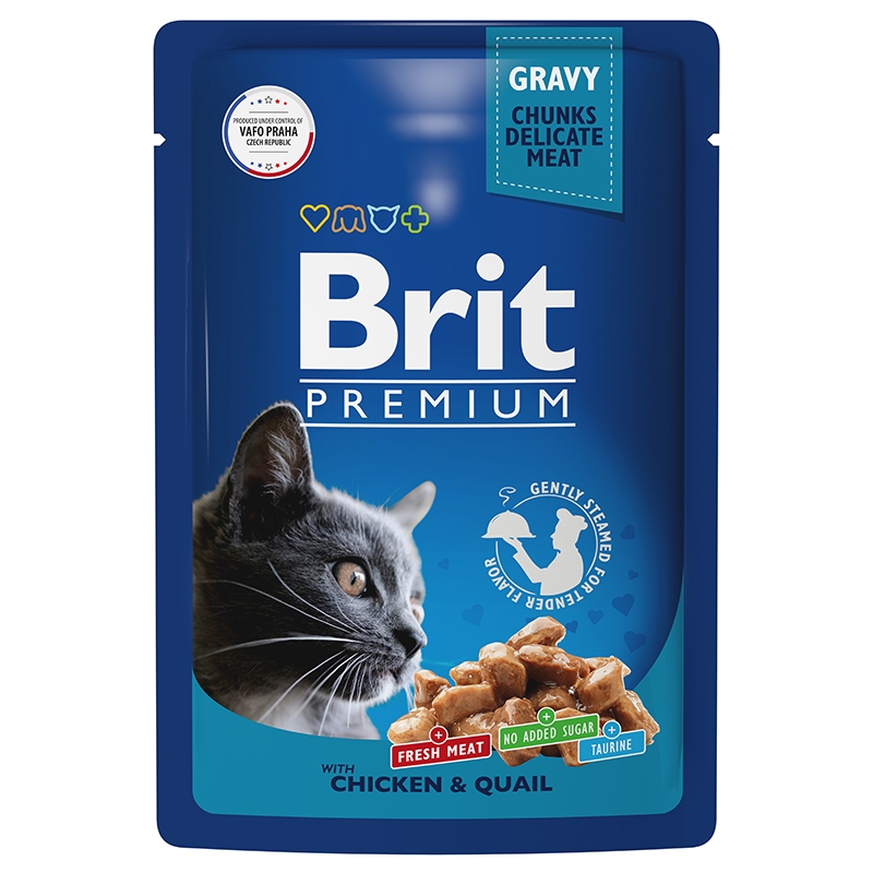 Brit Premium Цыпленок и перепелка пауч для кошек 85 г