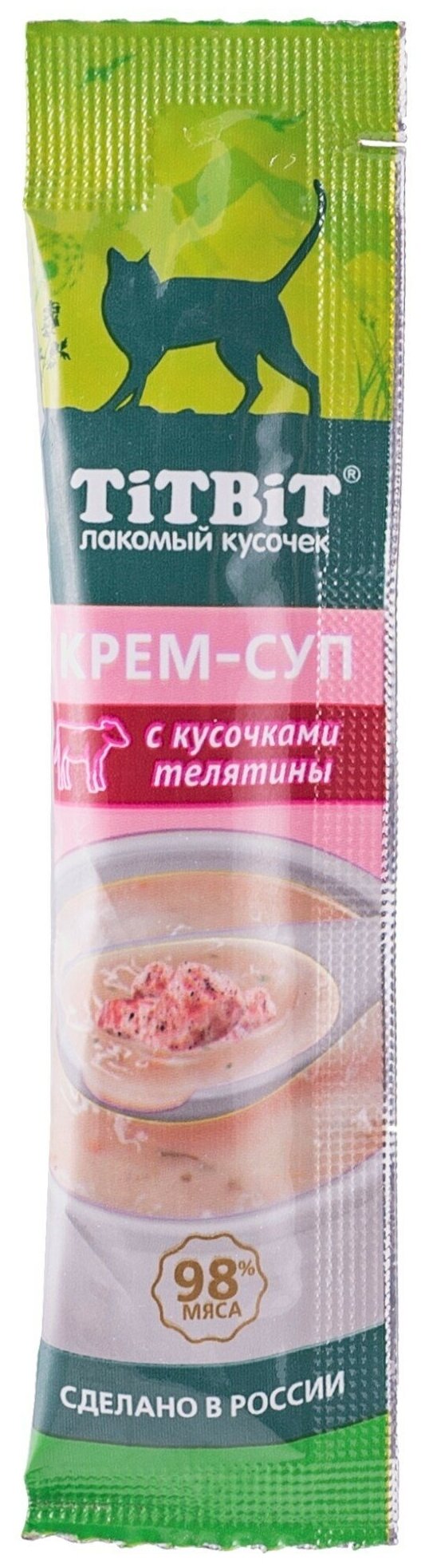 Крем-суп TitBit с кусочками телятины для кошек 10 г 1