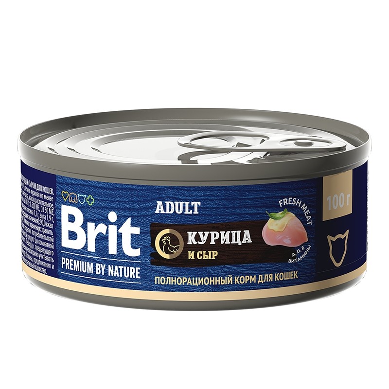 Brit Premium by Nature Курица/сыр конс для кошек 100 г