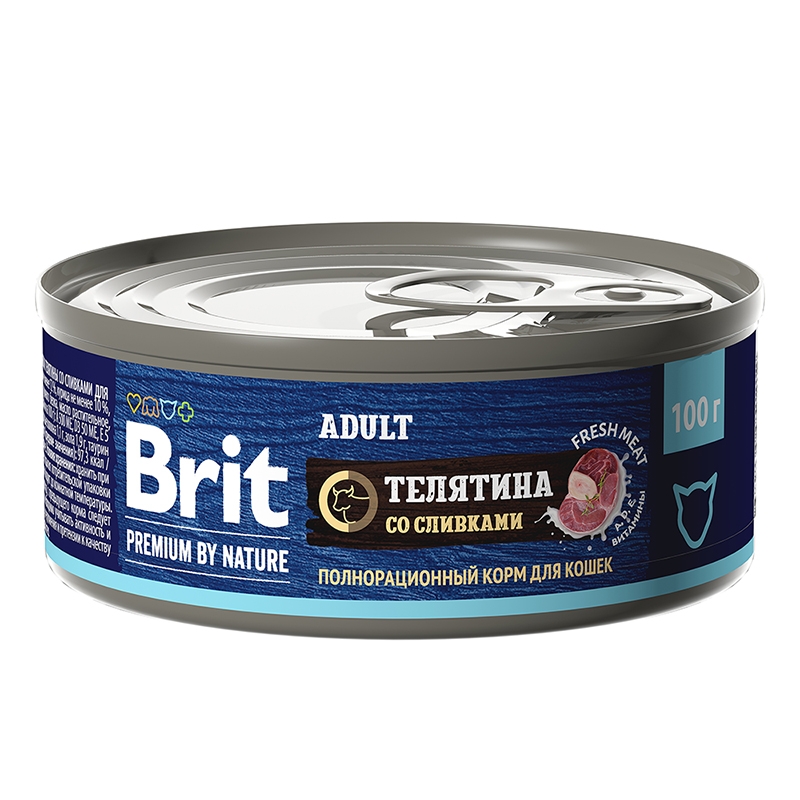 Brit Premium by Nature Телятина/Сливки консервы для кошек 100 г