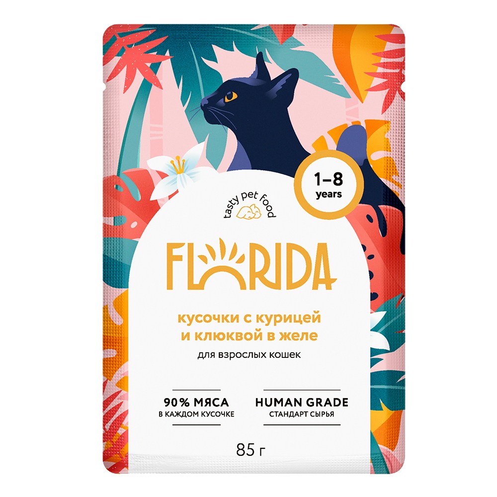 Florida Курица/Клюква в желе пауч для кошек 85 г 