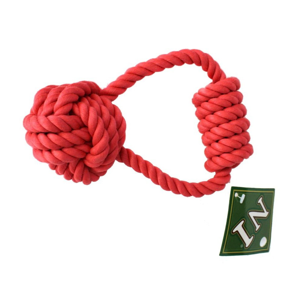 Игрушка N1 Грейфер петля с ручкой и узлом красный для собак 15 см