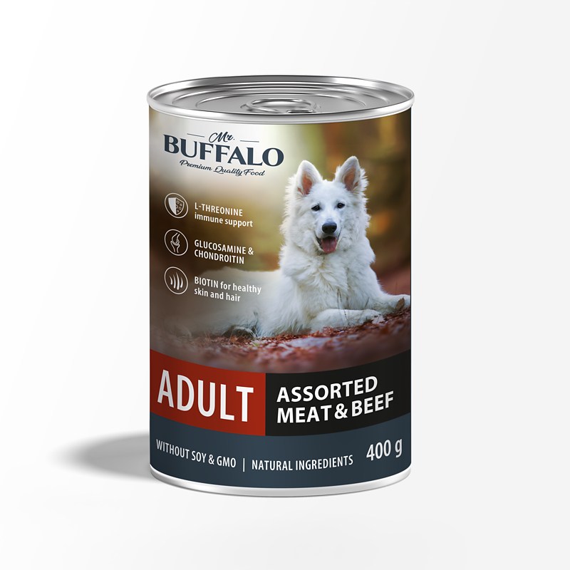 Mr.Buffalo Adult Мясное ассорти конс для собак 400 г  1
