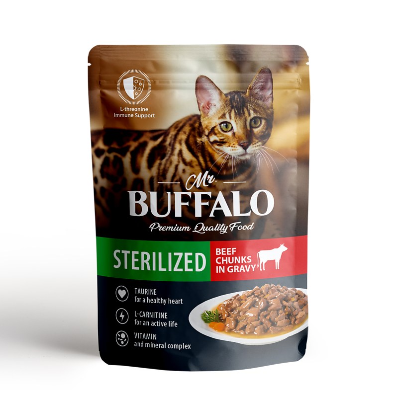 Mr.Buffalo Sterilized Говядина соус пауч для кошек 85 г