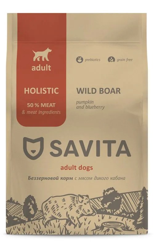 Savita Holistic Adult Мясо дикого кабана для собак