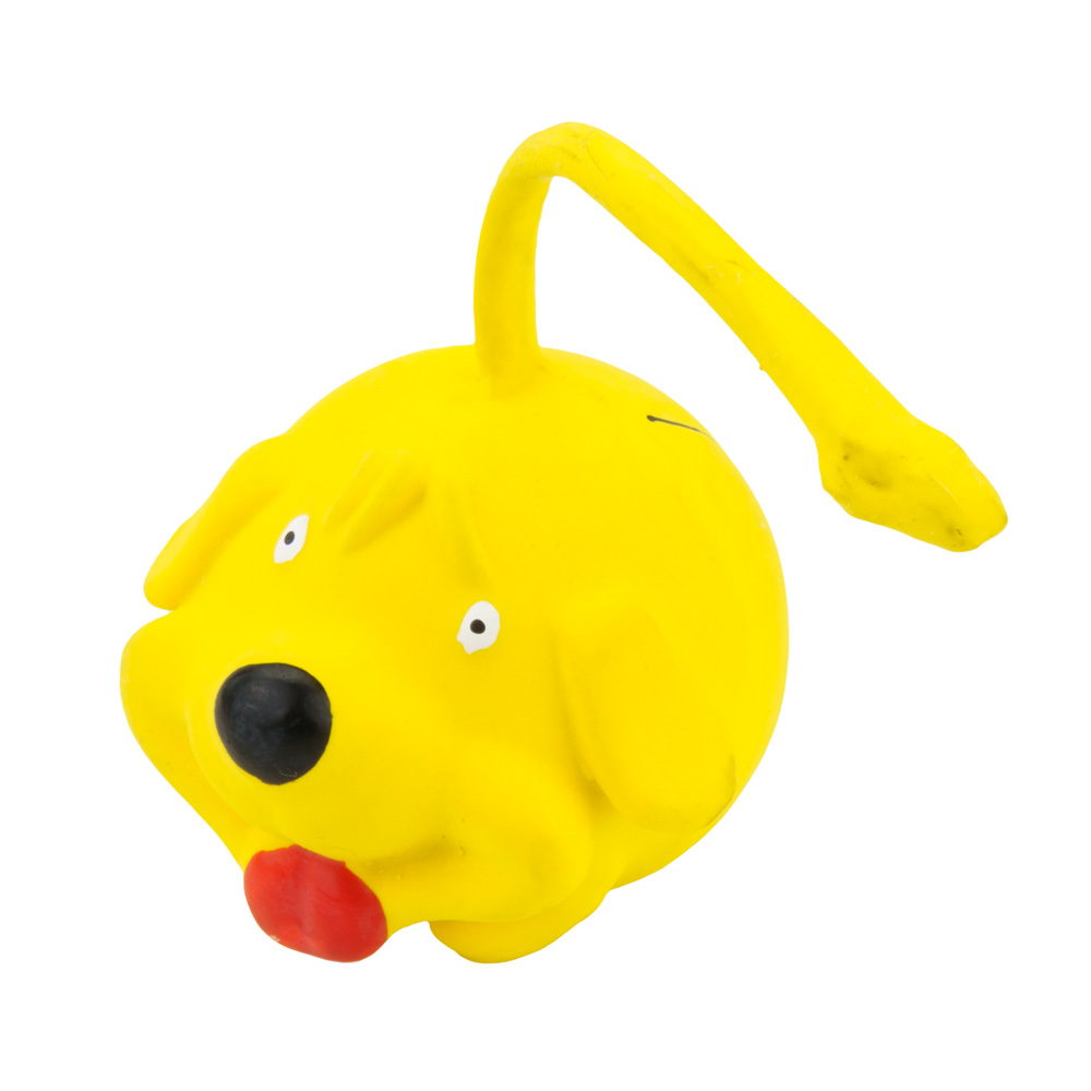 Игрушка Грызлик Ам Собака желтая хвостатая латекс для собак 21 см 1