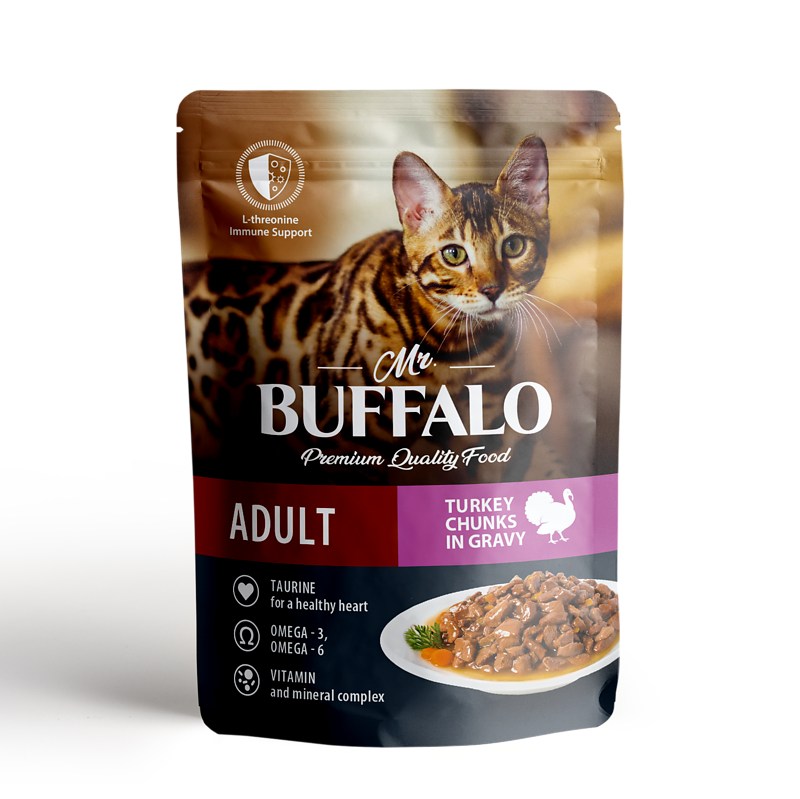 Mr.Buffalo Sensitive Индейка соус пауч для кошек 85 г