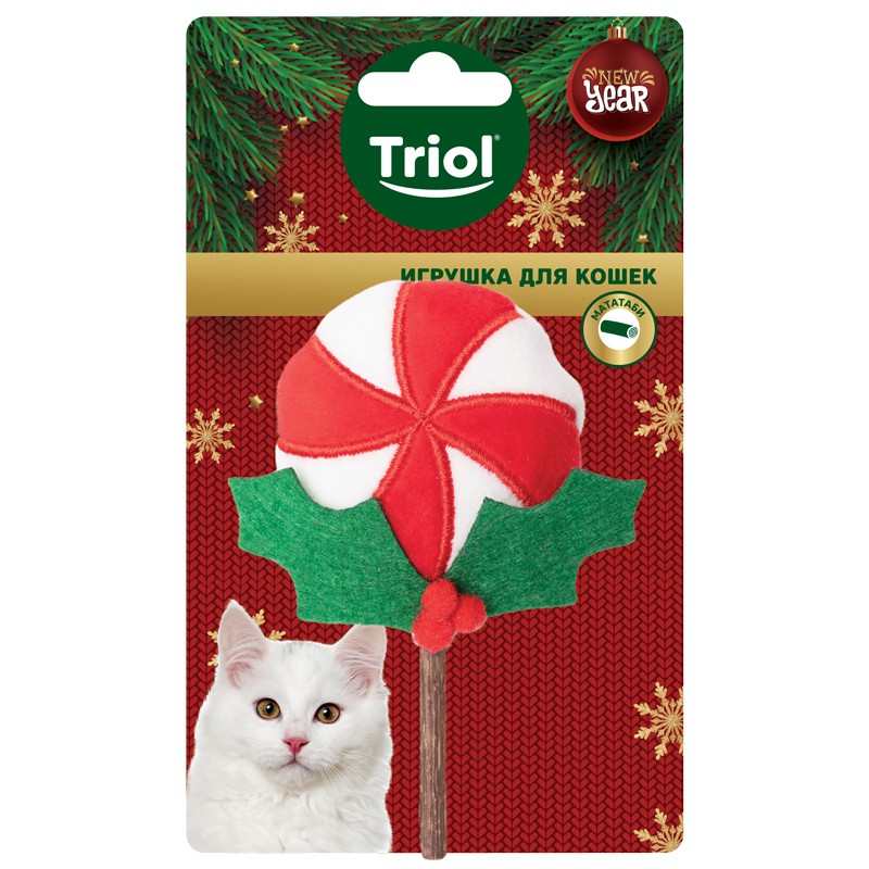 Игрушка Triol NEW YEAR Леденец на палочке для кошек 11 см 3
