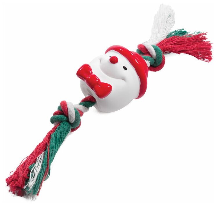Игрушка Triol NEW YEAR Снеговик с веревкой  для собак НГ 60/220мм 2