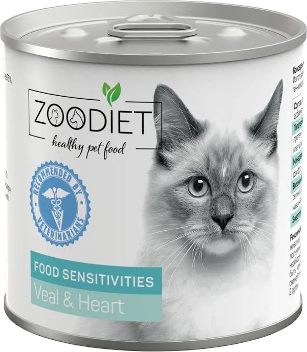 Zoodiet Sensitivities Телятина/сердце консервы для кошек 240 г