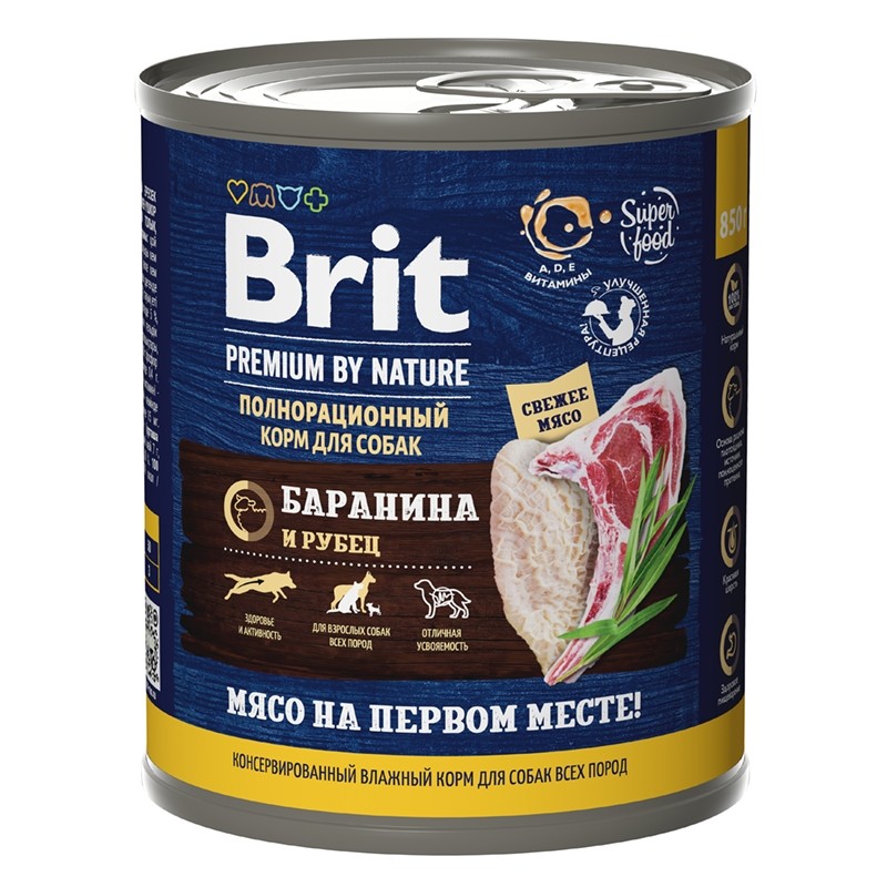 Brit Premium by Nature All Breeds Баранина/рубец консервы для собак 850 г
